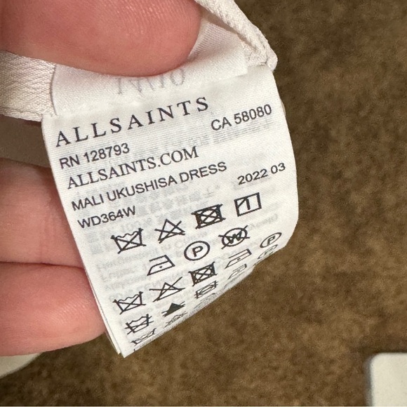 ALLSAINTS Mali Ukushisa Midi Dress Smocked Ruffle Safari Animal Print Size 10 - Picture 11 of 11